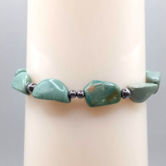 Vintage Natural Chalcedony Nugget Beads and .925 Silver Spacers and Tag Bracelet - Picture 5 of 9